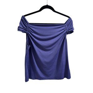 🌸3/$15🌸Deep Purple Wide Neck Capped Shoulder Business Casual Blouse sz XL